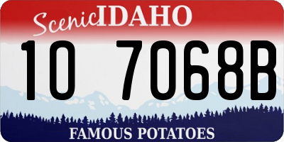 ID license plate 1O7068B