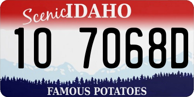 ID license plate 1O7068D