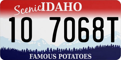 ID license plate 1O7068T