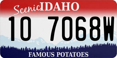 ID license plate 1O7068W