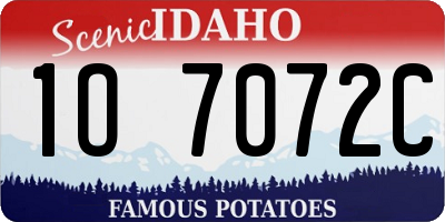 ID license plate 1O7072C
