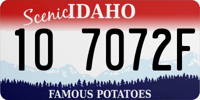 ID license plate 1O7072F
