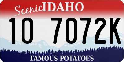ID license plate 1O7072K
