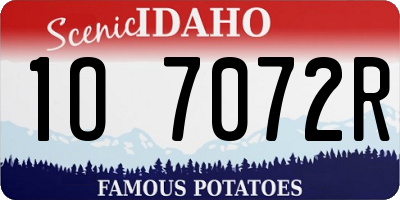 ID license plate 1O7072R