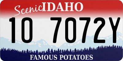 ID license plate 1O7072Y