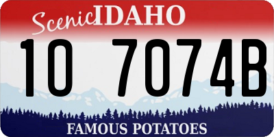 ID license plate 1O7074B