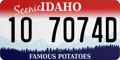 ID license plate 1O7074D