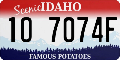 ID license plate 1O7074F