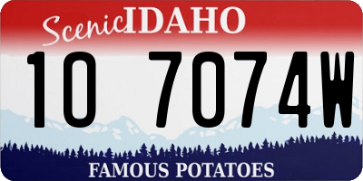 ID license plate 1O7074W