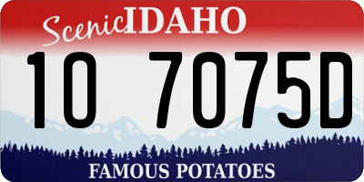 ID license plate 1O7075D