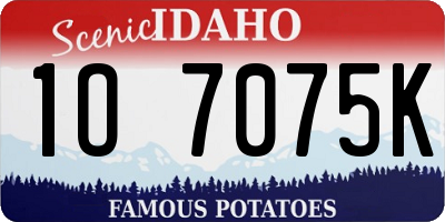 ID license plate 1O7075K