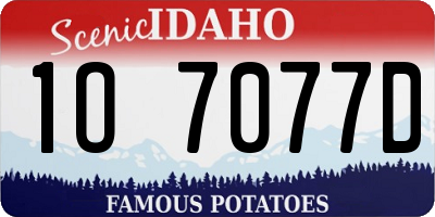 ID license plate 1O7077D