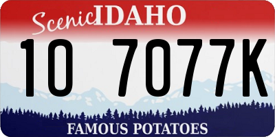 ID license plate 1O7077K