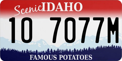 ID license plate 1O7077M