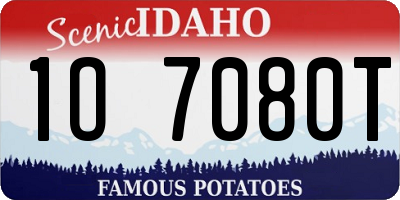 ID license plate 1O7080T
