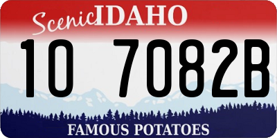 ID license plate 1O7082B