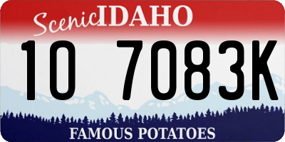 ID license plate 1O7083K