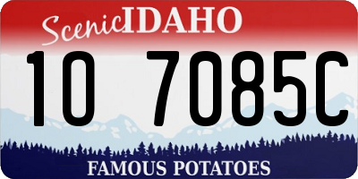 ID license plate 1O7085C
