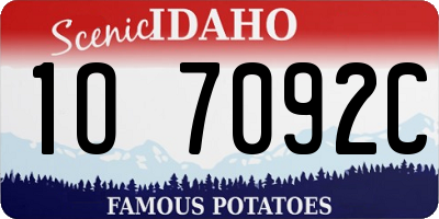 ID license plate 1O7092C