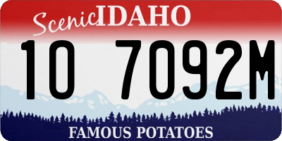ID license plate 1O7092M