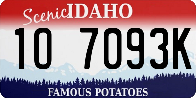 ID license plate 1O7093K