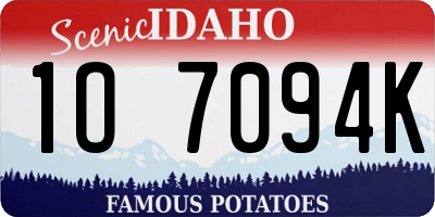 ID license plate 1O7094K