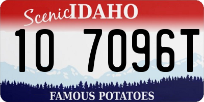 ID license plate 1O7096T