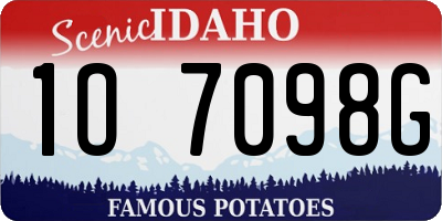 ID license plate 1O7098G