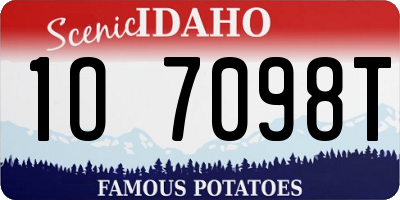 ID license plate 1O7098T