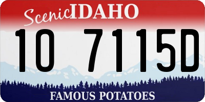 ID license plate 1O7115D