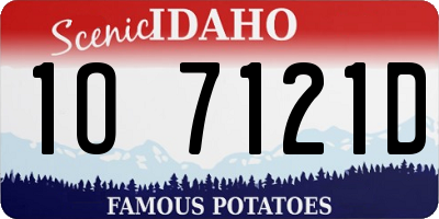 ID license plate 1O7121D