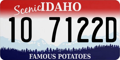 ID license plate 1O7122D