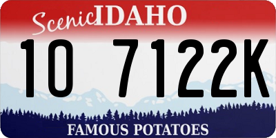 ID license plate 1O7122K