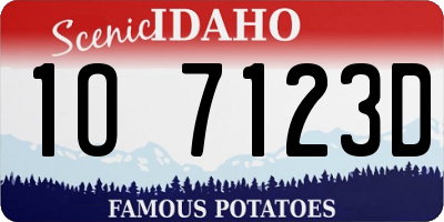 ID license plate 1O7123D