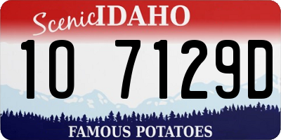 ID license plate 1O7129D