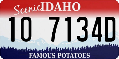 ID license plate 1O7134D