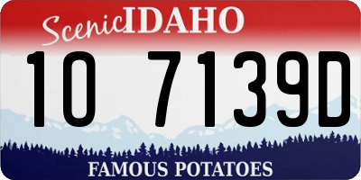ID license plate 1O7139D