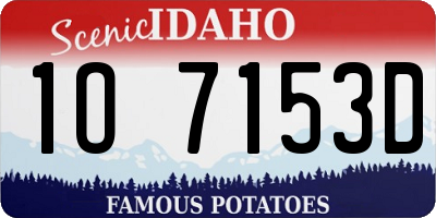 ID license plate 1O7153D