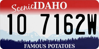ID license plate 1O7162W