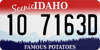 ID license plate 1O7163D