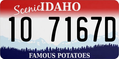 ID license plate 1O7167D