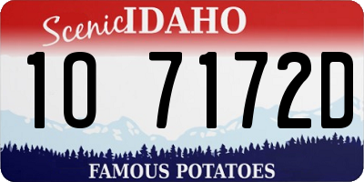 ID license plate 1O7172D