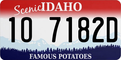 ID license plate 1O7182D