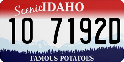 ID license plate 1O7192D