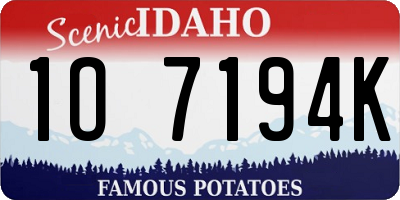 ID license plate 1O7194K
