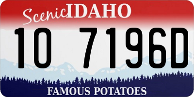 ID license plate 1O7196D