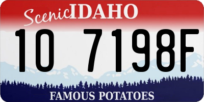 ID license plate 1O7198F