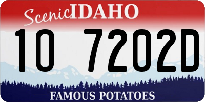 ID license plate 1O7202D