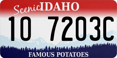 ID license plate 1O7203C
