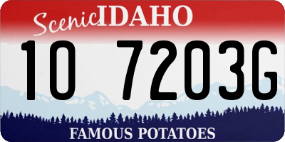 ID license plate 1O7203G